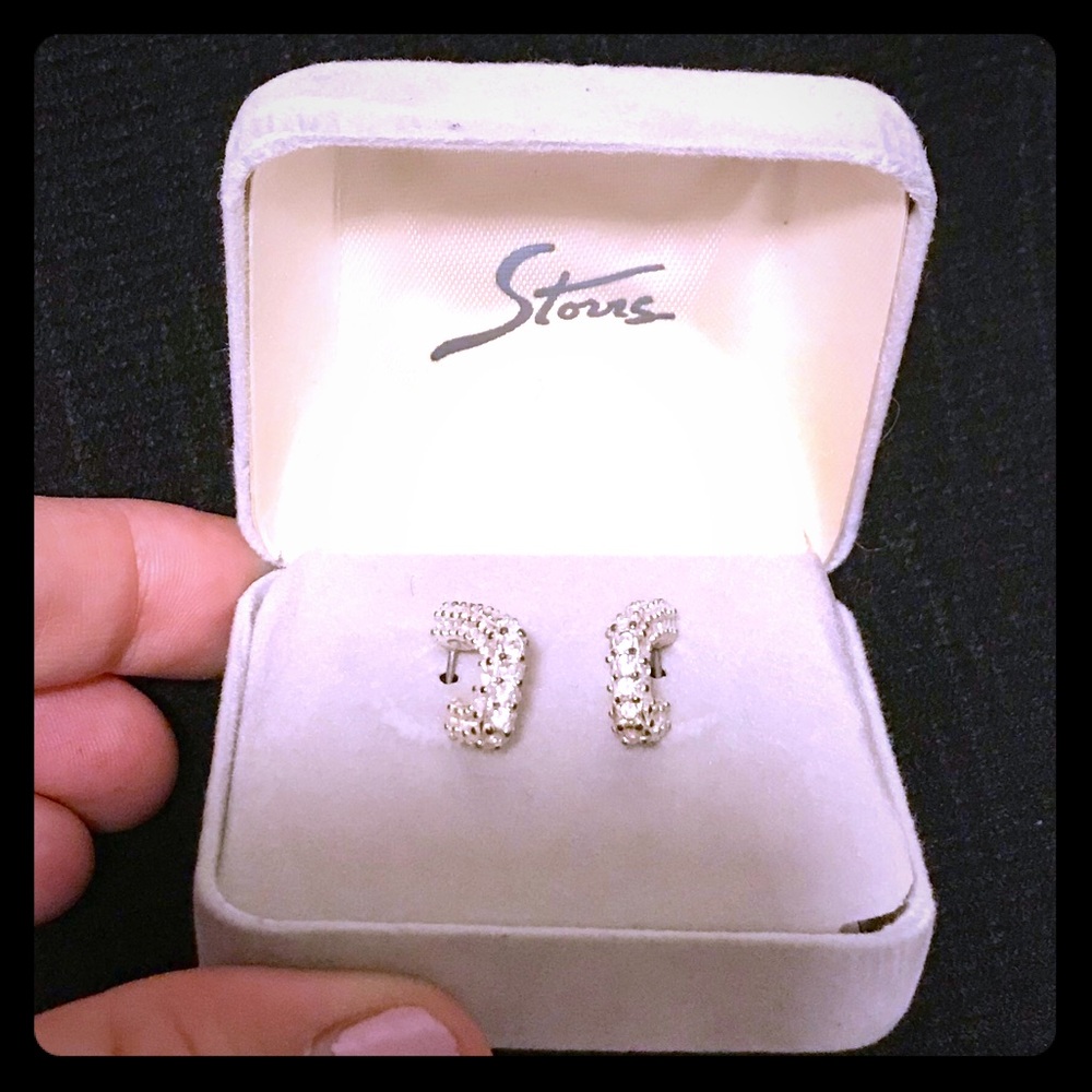 Storrs Stud/Hoop Rhinestone Earrings NIB